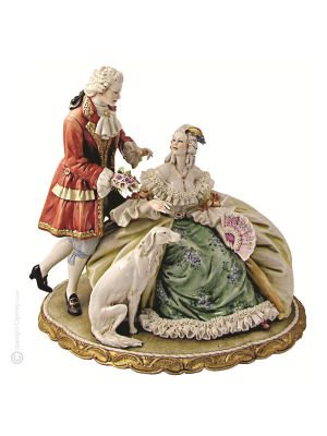 DAME UND GALLANT 1014 Italienische Porzellan Figur Barock handbemalt hochwertig exklusiv