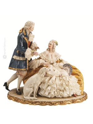 DAME UND GALLANT 1014T Capodimonte Porzellan Figur Barock handgemacht elegant  exklusiv