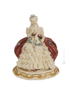 DAME MIT TAUBE 1018T Italienische Porzellan Figur Barock handgemacht elegant hochwertig