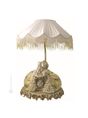 DAME MIT BUCH - LAMPE Tischlampe Abat-jour Tischluechte Porzellan Capodimonte Made in Italy