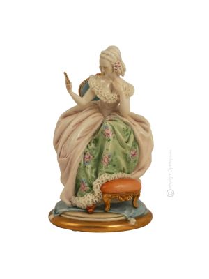 DAME MIT SPIEGEL Capodimonte Porzellan Figur Barock handbemalt hochwertig elegant Wohnkultur