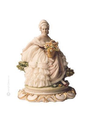 DAME MIT BLUMEN Capodimonte Porzellan Figur Barock handgemacht elegant hochwertig stilvoll