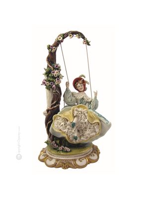 DIE SCHAUKEL 1045 Italienische Porzellan Figur Barock handgemacht hochwertig elegant stilvoll