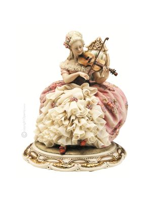 DAME MIT GEIGE Capodimonte Porzellan Figur Barock handbemalt hochwertig elegant stivoll