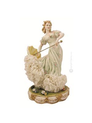 DAME 1061T Italienische Porzellanfigur FRAU handgemacht Wohnkultur elegant exklusiv elegant