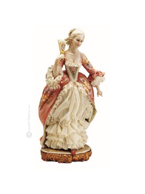DAME MIT FÄCHER Capodimonte Porzellan Figur Barock handbemalt Wohnkultur elegant exklusiv 