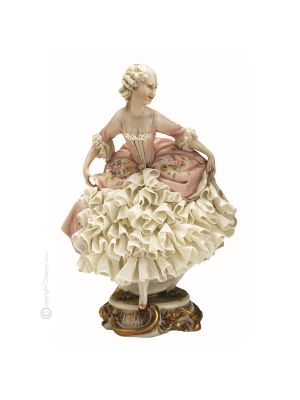 DAME 1065 Italienische Porzellan Figur Barock handbemalt stilvoll elegant exklusiv hochwertig