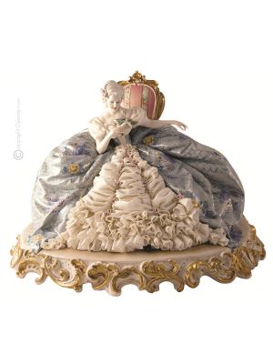 FRAU 1072 Edles Porzellan Figur Barock handbemalt Italienisches Design exklusiv elegant