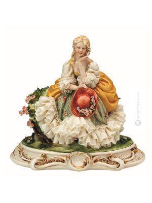 FRAU 1073 Italienische Porzellan Figur Barock handbemalt Wohnkultur exklusiv stilvoll elegant