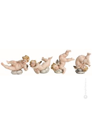 4 CHERUBINEN 1083 Capodimonte Porzellan Figur handbemalt Wohnkultur elegant Italienisches Design