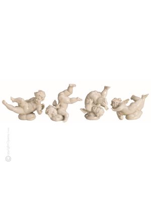 4 CHERUBINEN 1086 Italienische Porzellan Figur handbemalt elegant hochwertig exklusiv stilvoll 