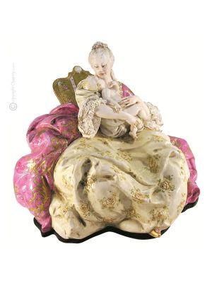DAME MIT BABY 1098 Edles Porzellan Figur Barock handgemacht elegant exklusiv Wohnkultur
