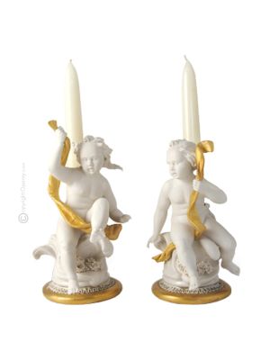CHERUB - KANDELABRA Kerzenhalter Porzellan Capodimonte Handgemacht Made in Italy