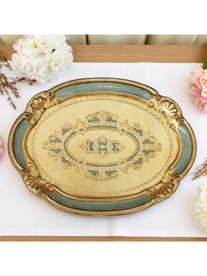 Edles Holztablett, in Florenz von Hand mit 24-karätigem Blattgold verziert.