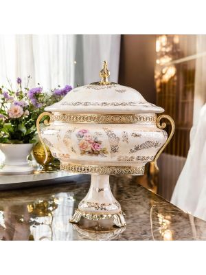 Box, elegante Schmuckschatulle aus edler Keramik, mit eleganten floralen und goldenen Details.