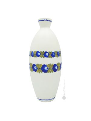 DUE ROSE Italienische Keramik Vase handgemacht Blumenmotiv handbemalt