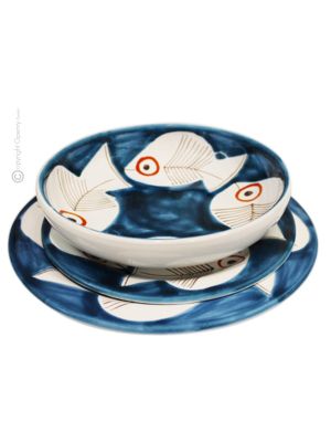 GINOSTRA Kollektion Tellerset Teller Set Geschirrset Handgemachte Keramik Made in Italy Sizilien