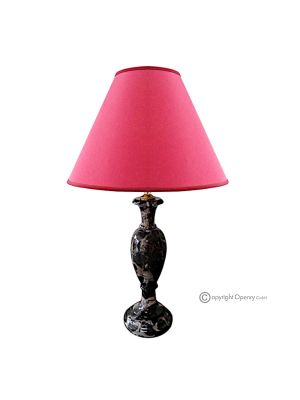 LAMPE aus edlem schwarzen Portoro-Marmor, Lampenschirm aus echtem Naturstein, handgefertigt.