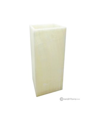 Tischlampe aus weißem Onyxmarmor, Naturstein, modernes Design, handgefertigt.