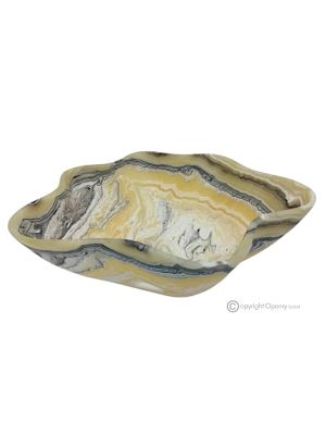 MITTELSTÜCK aus Zebra-Onyx, echter Naturstein, modernes Design, handgefertigt.