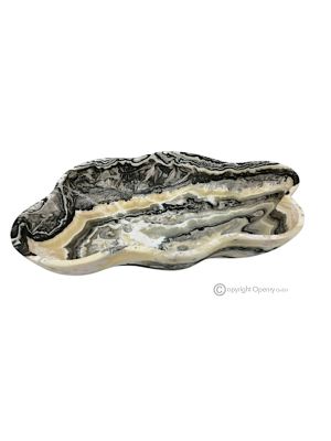 MITTELSTÜCK aus Zebra-Onyx, authentischer Naturstein, luxuriöses, handgefertigtes Element.