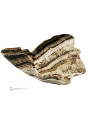 MITTELSTÜCK aus schokoladenbraunem Onyx, echtem Naturstein, luxuriöse Dekoration, handgefertigt.