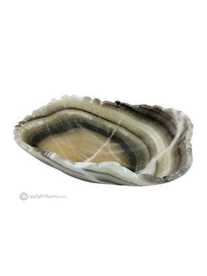MITTELSTÜCK aus Zebra-Onyx, authentischem Naturstein, luxuriöse handgefertigte Dekoration.
