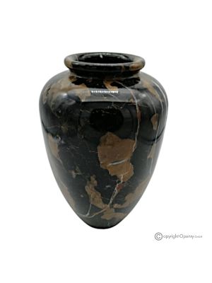 Gebogene VASE aus schwarzem Michelangelo-Marmor, Naturstein, handgefertigt, elegantes Design.