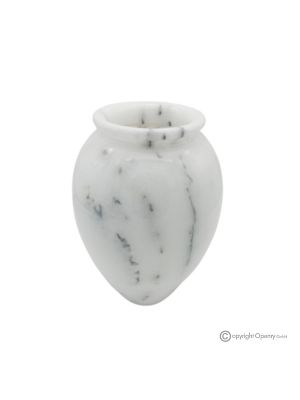 Gebogene VASE aus weißem Ibiza-Marmor, authentischer Stein, handgefertigt, elegantes und raffiniertes Design.