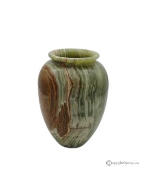 Gebogene VASE aus grünem Onyxmarmor, Naturstein, handgefertigt, exklusiv.
