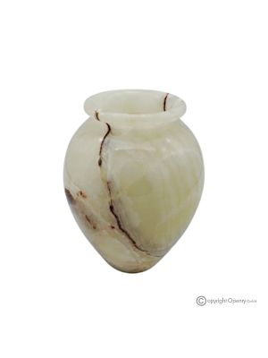 Iris Onyx Marmor geschwungene Vase, Naturstein, handgefertigt, modern.