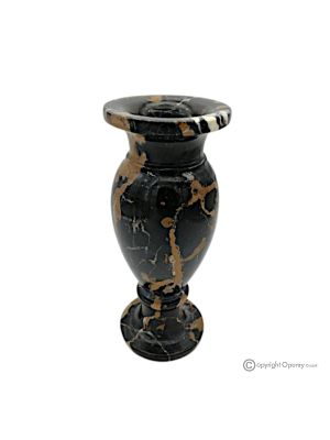 VASE, Amphore aus schwarzem Michelangelo-Marmor, echter Stein, handgefertigt, raffiniertes Design.