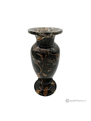 VASE, Amphore aus echtem schwarzem Michelangelo-Marmor, handgefertigt, klassisches Design.
