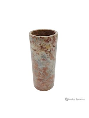 Zylindrische Vase aus rotem Marmor. Wertvoller Naturstein, handgefertigt, raffiniertes Design.
