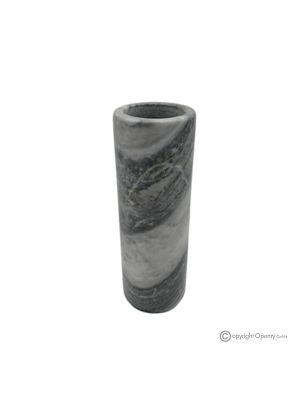 Zylindrische VASE aus grauem Marmor, echter Naturstein, handgefertigt, modernes Design.