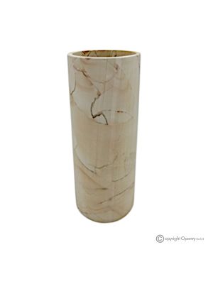 Zylindrische VASE aus Teakmarmor, authentischem Naturstein, handgefertigt, elegantes Design.
