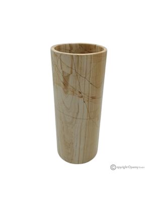 Zylindrische VASE aus Teakmarmor, Naturstein, handgefertigt, elegantes Design.
