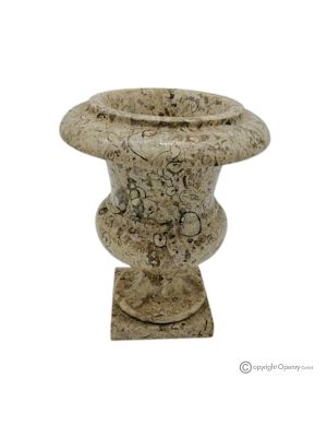 Medici-VASE aus Marmor, echtem Naturfossilstein, handgefertigt, exklusives Design.