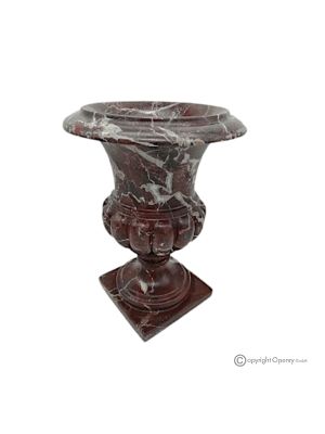 Medici-VASE aus rotem Levanto-Marmor, echter Stein, handgefertigt, elegantes und klassisches Design.