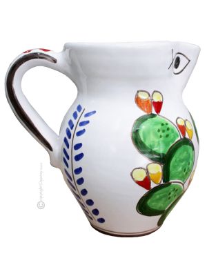 BROCCA CACTUS Keramik Karaffe Krug Dekanter handgemacht authentisch Sizilien Made in Italy
