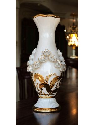 GAIEZZA Italienische Keramik Vase handgemacht 24k Goldfarbe Swarovski-Kristalle Barockstil