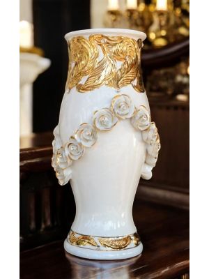 GIUBILO Italienische Keramik Vase handgemacht 24k Goldfarbe Swarovski-Kristalle Barockstil
