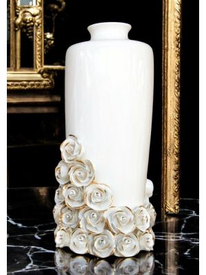 SPLENDIDO Italienische Keramik Vase handgemacht 24k Goldfarbe Swarovski-Kristalle