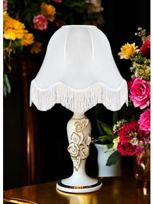 LAMPE Tischlampe Abat-jour Tischluechte  Keramik im Barockstil mit Details aus 24 Karat Gold Made in Italy