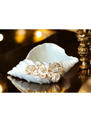HÜLSE Exklusives Ornament aus Keramik im Barockstil mit Details aus 24 Karat Gold Made in Italy