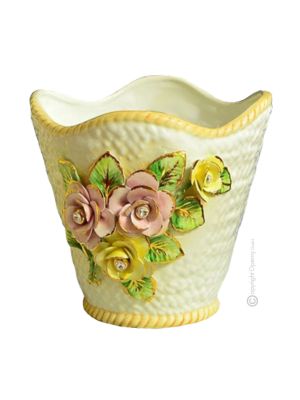 PORTAVASO Übertopf Blumentopf Keramik Barockstil mit 24k Goldfarbe Swarovski-Kristalle