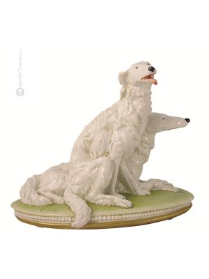 BARSOI 605 Capodimonte Porzellan HUND Figur handbemalt Wohnkultur exklusiv Italienisches Design 