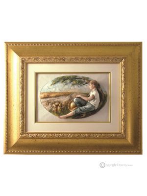 SOMMER Bild Basrelief Flachrelief Porzellan Capodimonte Handgemacht Made in Italy