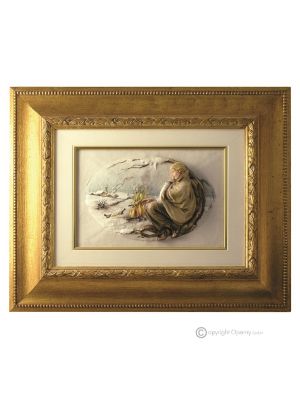 WINTER Bild Basrelief Flachrelief Porzellan Capodimonte Handgemacht Made in Italy