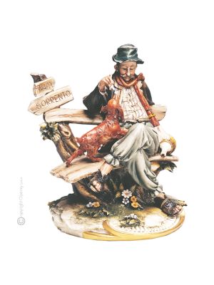 REISENDE MIT HUND Capodimonte Porzellan Figur handgemacht Wohnkultur elegant hochwertig